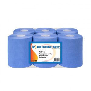 A510 - 6 Rotoli Asciugamani da 450 Strappi Carta Cellulosa BLU