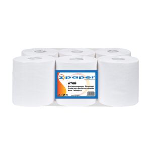 A760 - 6 Rotoli Asciugamani da 150 Metri per Dispenser a Taglio Automatico Carta Pura Cellulosa