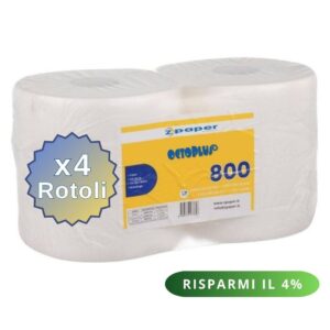 R800 – 4 Rotoli Bobine Maxi. Carta Pura Cellulosa